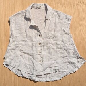 Grade & Gather Blouse Linen Boho Beach Resortwear Summer Casual‎ Top Women Large